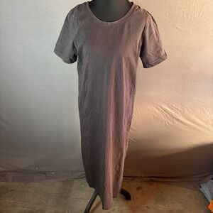 Pact Womens Midi T Shirt Dress Gray Short Sleeve Crew Neck 100 Organic Cotton S